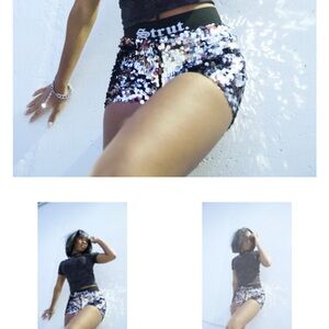 **NEVER WORN** STRUT BRAND SILVER SEQUIN SHORTS size large